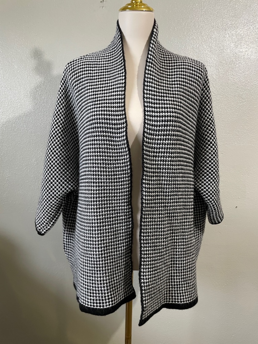 Chiaramente M Italy Alpaca Blend Open Front Cardigan 3/4 Sleeve Knit Wrap Draped